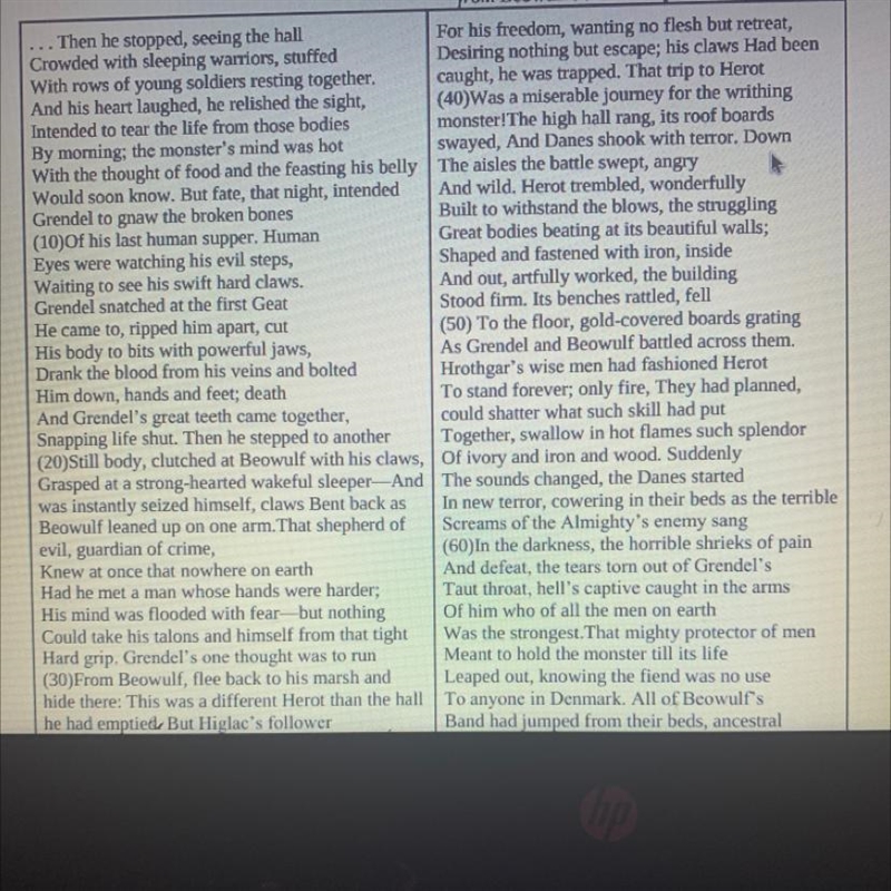 Beowulf: What universal or timeless value is shown in lines 32-36 A. courage C. hope-example-1