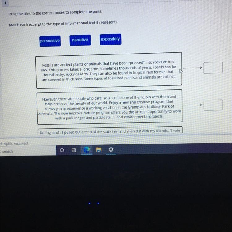 Match each excerpt to the of information text it represents-example-1