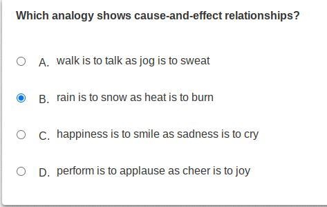 ASAP PLS HELP ME Which analogy shows cause-and-effect relationship?-example-1