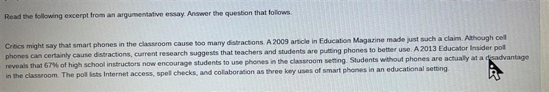 PLEASE HELP MEH D: How does the author handle the counterclaim? A - The author chooses-example-1