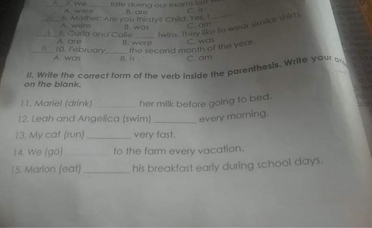 Write the correct form of the verb Inside the parentheses write your answer in the-example-1