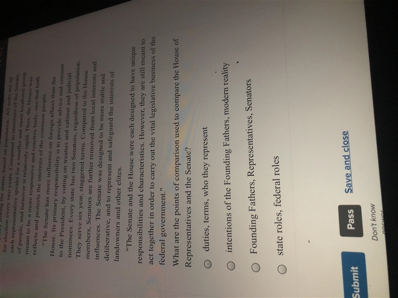 What are the points of comparison used to compare the House of Representatives and-example-2