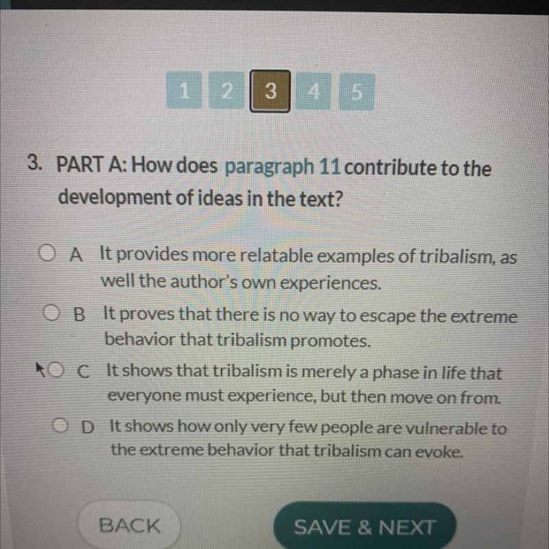 3. PART A: How does paragraph 11 contribute to the development of ideas in the text-example-1