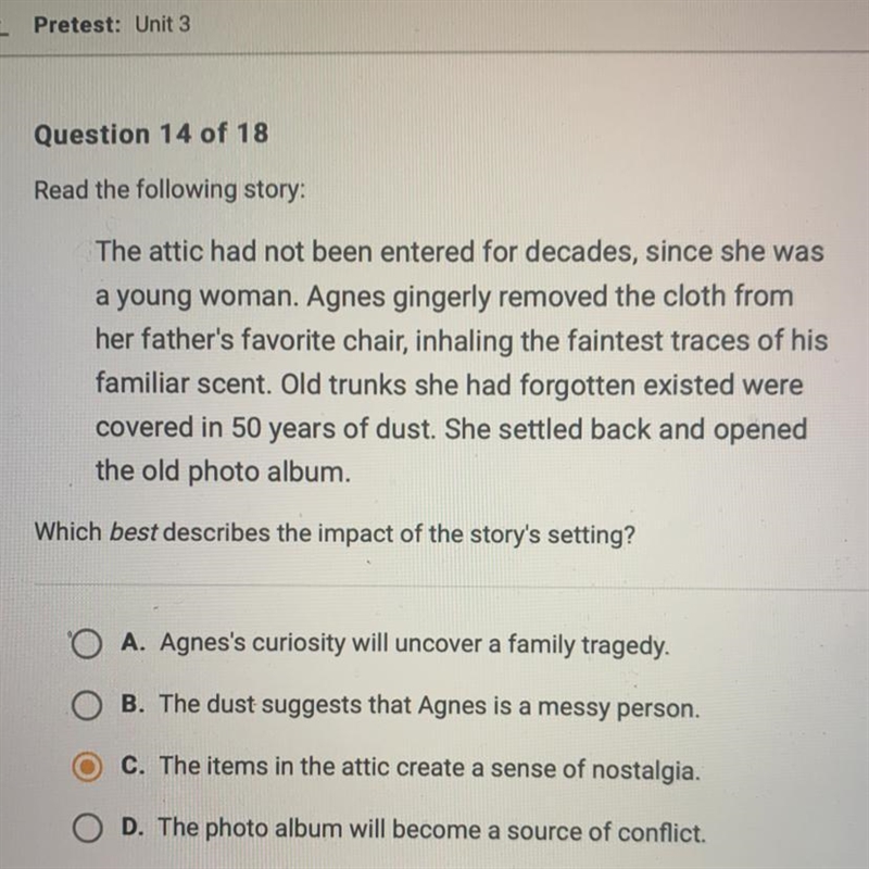 PLEASE HELP!!! Which best describes the impact of the story’s setting?-example-1