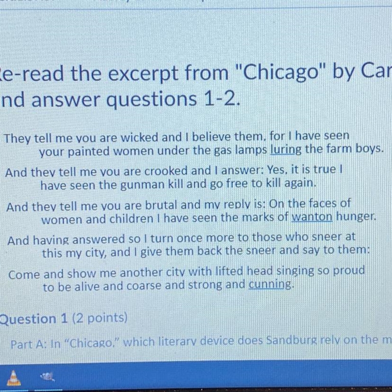 In "Chicago," which literary device does Sandburg rely on the most to characterize-example-1