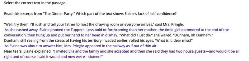 Select the correct text in the passage. Read this excerpt from "The Dinner Party-example-1