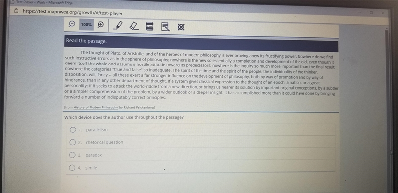 Which device does the author use throughout the passage?-example-1