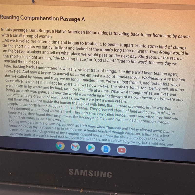 1) In lines 3 through 5, the narrator portrays DoraRouge as ? a- detached b- compassionate-example-1