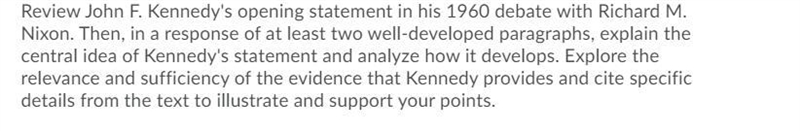 review john f kennedy's opening statement in the 1960s and write 2 paragraphs um just-example-1