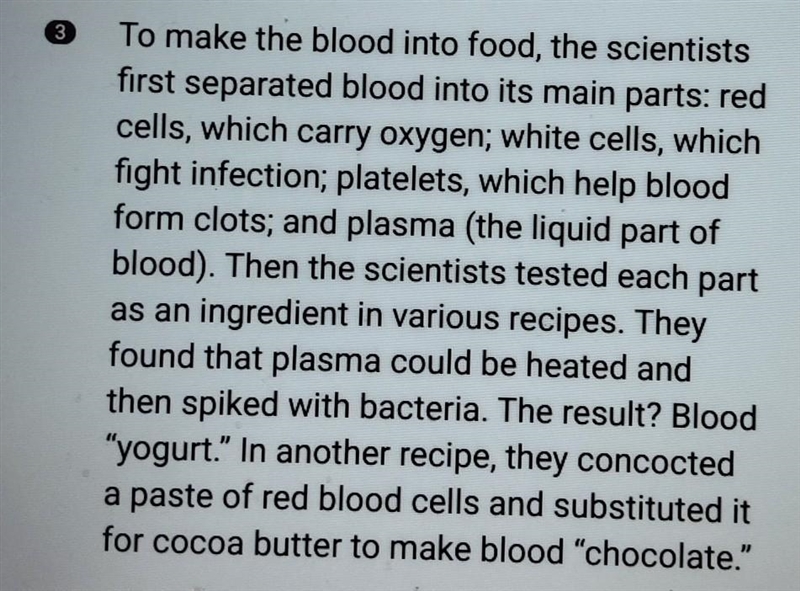 HELPPPPPPPPPPP Which is the best summary of paragraph 3? A Scientists developed blood-example-1