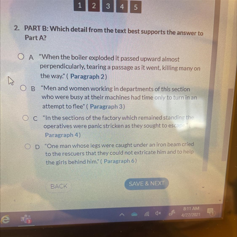 2. PART B: Which detail from the text best supports the answer to Part A? 3. A &quot-example-1