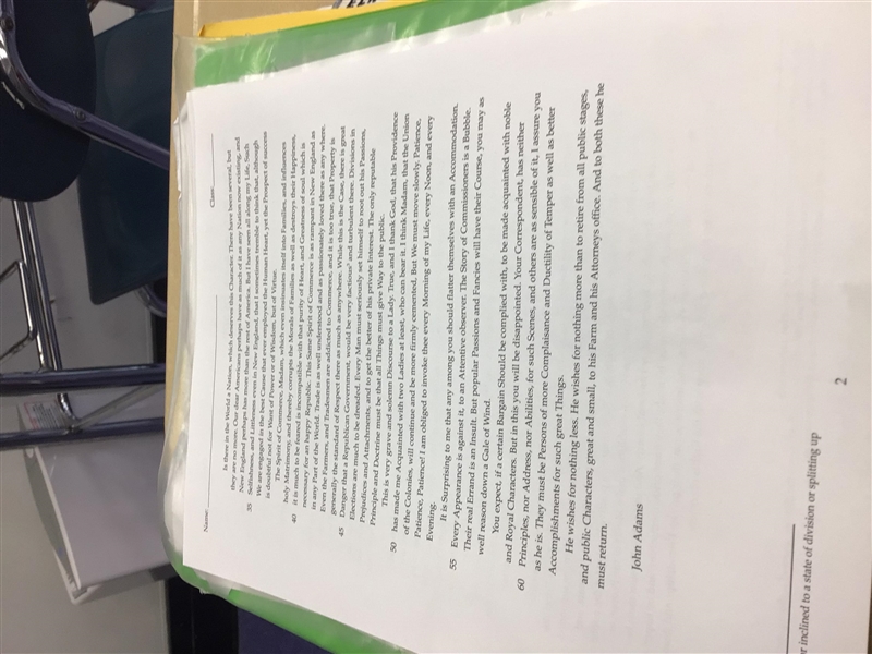 Please answer soon as possible 3) In paragraph 3, what work does Adams believe must-example-1