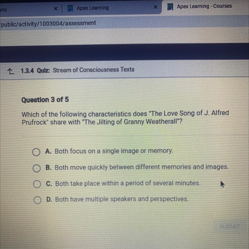 Which of the following characteristics does The Love Song of J. Alfred Prufrock&quot-example-1