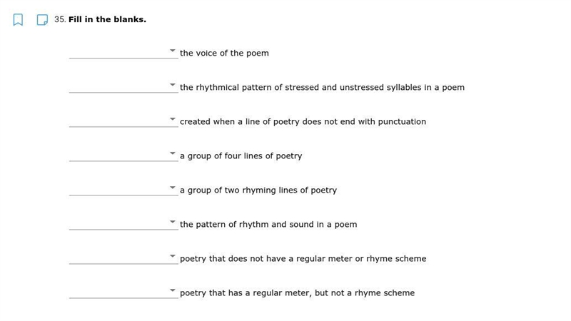 Quatrain free verse couplet meter prosody blank verse speaker enjambment-example-1