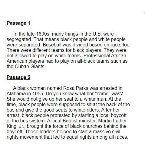 How is passage 2 different from passage 1? A. Passage 2 describes how sports were-example-1