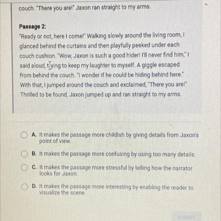 Which statement best evaluates the effect of adding descriptive detail in the second-example-1