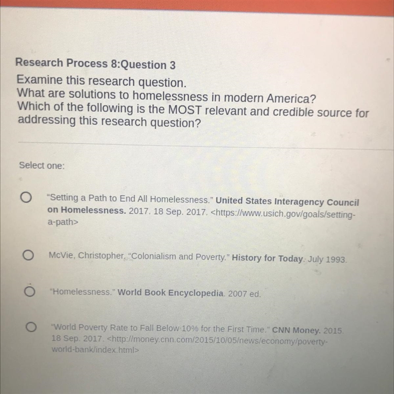 Examine this research question. What are solutions to homelessness in modern America-example-1