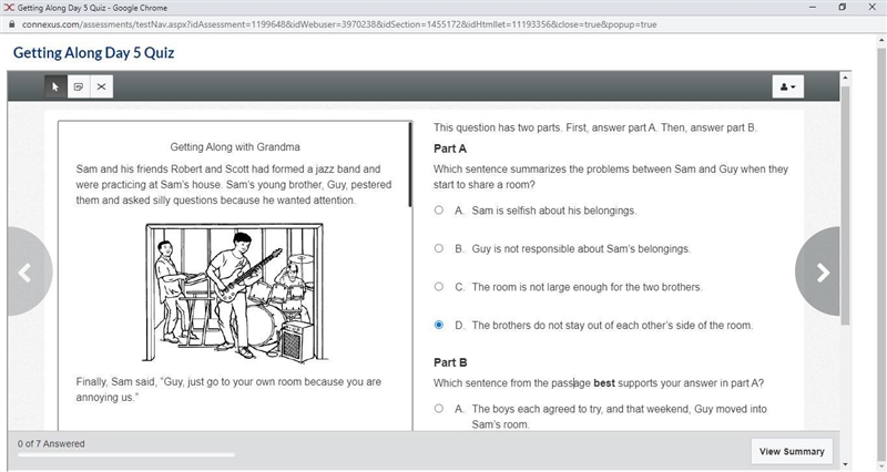 Which sentence summarizes the problems between Sam and Guy when they start to share-example-1