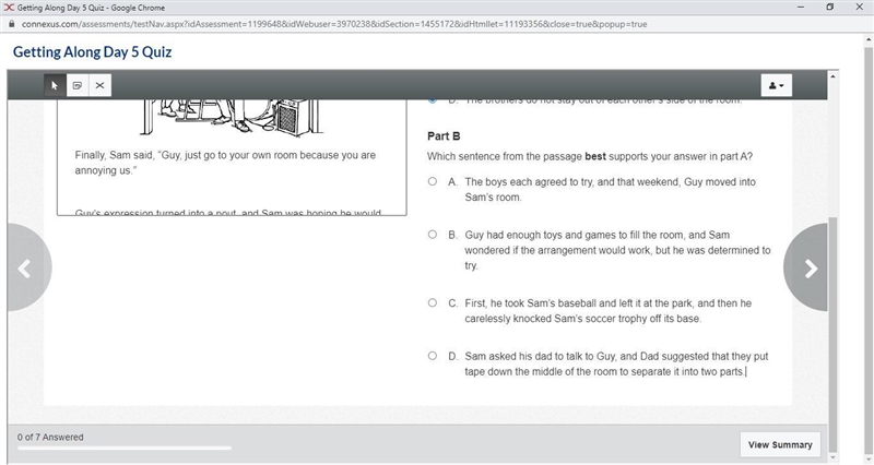 Which sentence summarizes the problems between Sam and Guy when they start to share-example-2