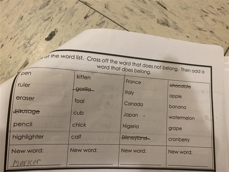 Can someone help me with the first section I already cross out what doesn’t belong-example-1