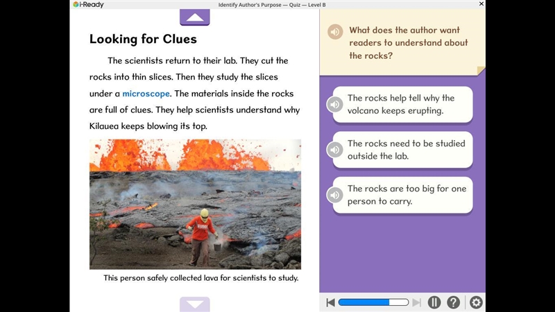 What does the author want readers to understand about rocks? Choose the correct answer-example-1