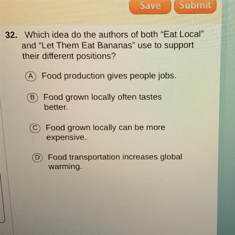 32. Which idea do the authors of both "Eat Local" and "Let Them Eat-example-1