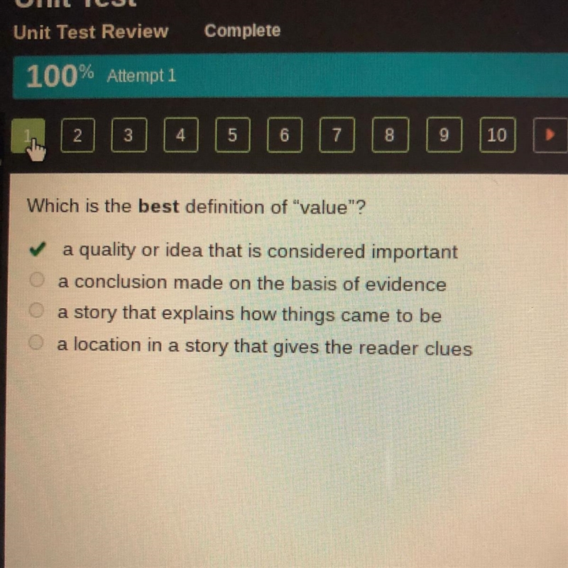 These are just the answers!! Which is the best definition of "value"? a-example-1