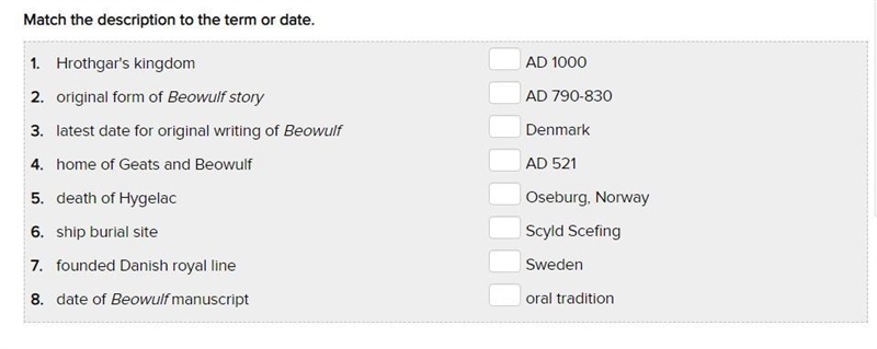 Match the description to the term or date.-example-1