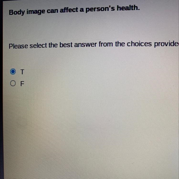 Body image can affect a person's health. Please select the best answer from the choices-example-1