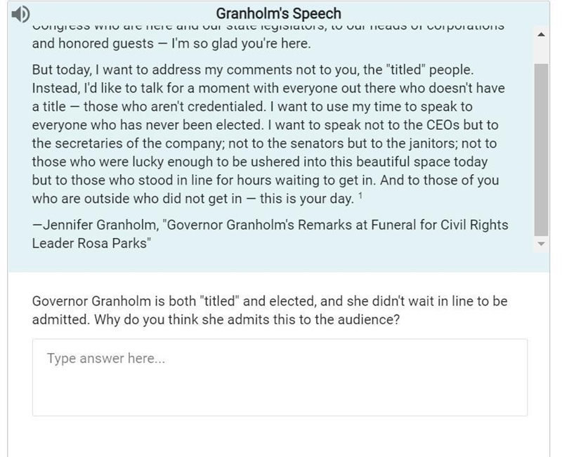 Governor Granholm is both "titled" and elected, and she didn't wait in line-example-1