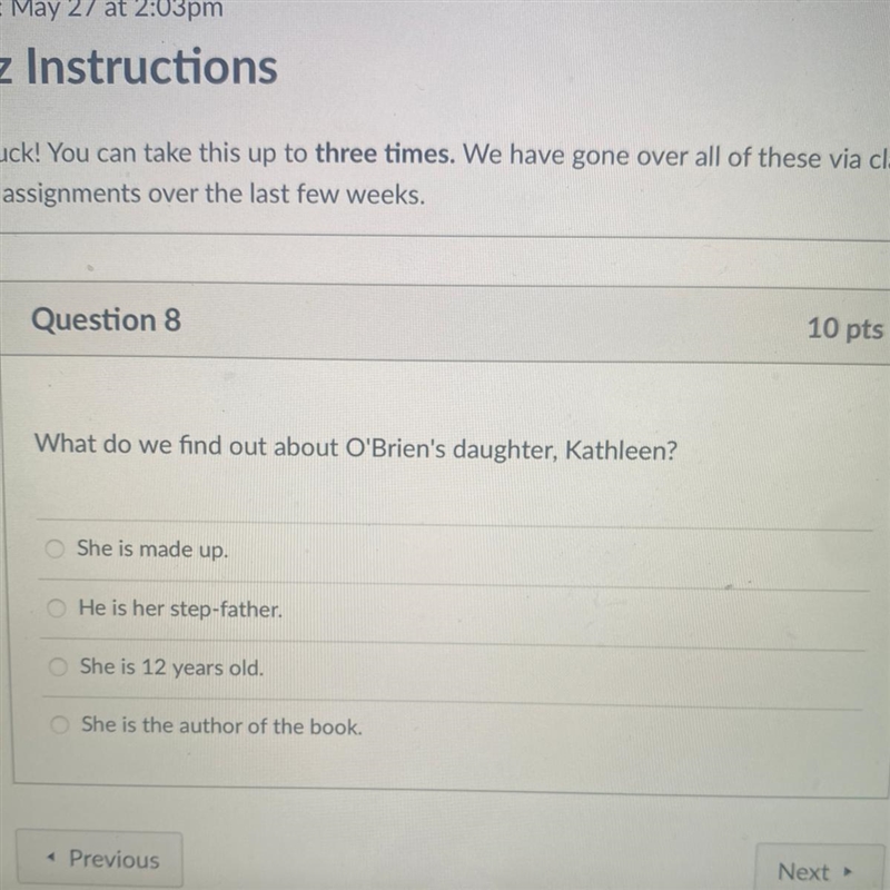 What do we find out about O’Brien’s daughter, Kathleen?-example-1