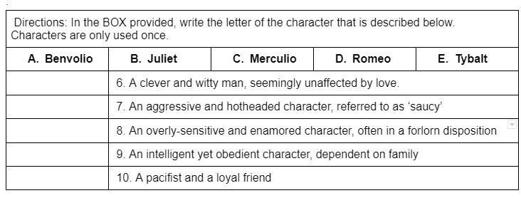 This is for 26 POINTS Directions: Choose which sentence corresponds to the letter-example-1