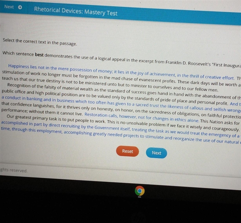 Helppp which sentence best demonstrate the use of a logical appeal in the excerpt-example-1