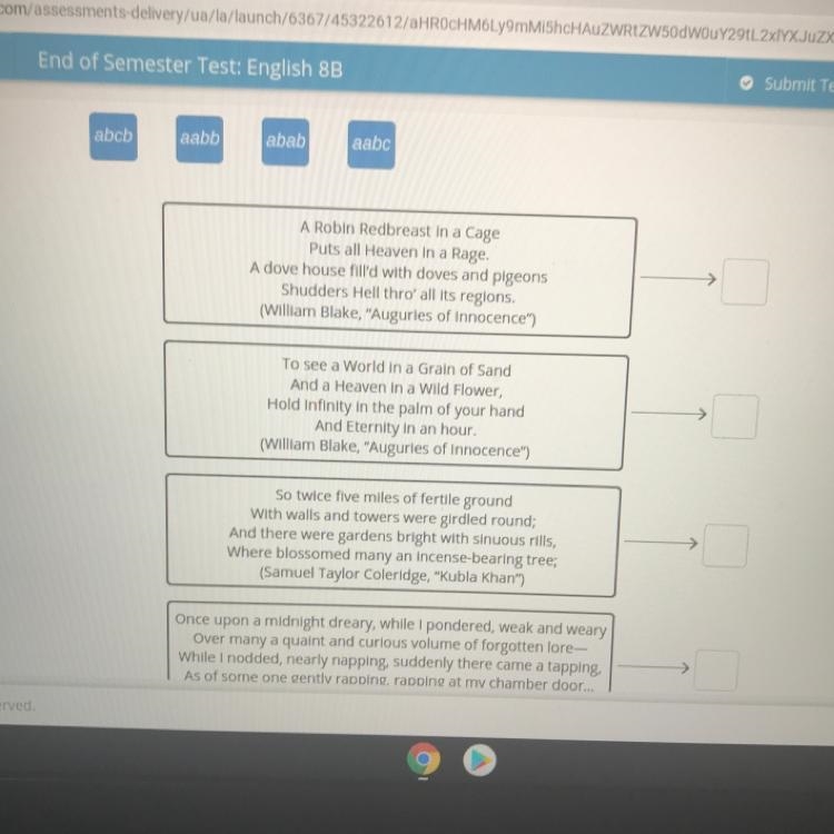 Match each excerpt to its rhyme ￼scheme-example-1