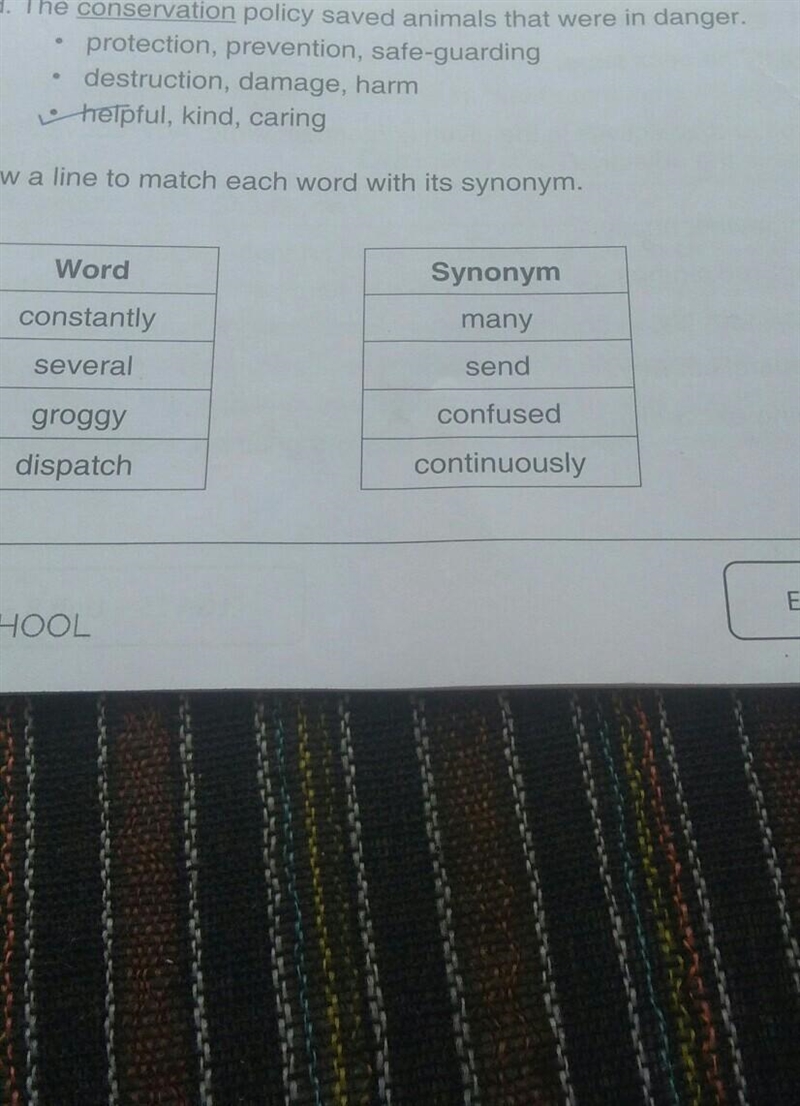 2. Draw a line to match each word with its synonym. Word Synonym constantly many several-example-1