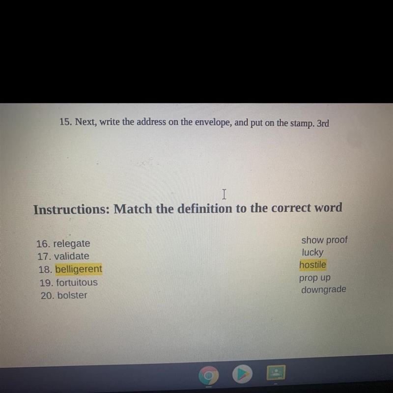 Instructions: Match the definition to the correct word-example-1