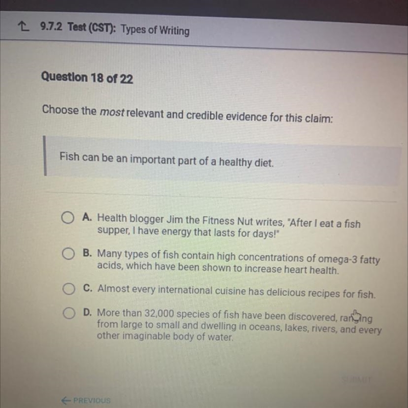 Choose the most relevant and credible evidence for this claim: 1 Fish can be an important-example-1