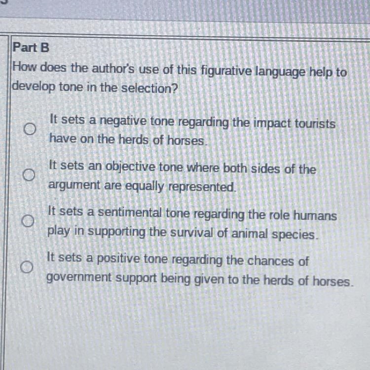 Part B How does the author's use of this figurative language help to develop tone-example-1