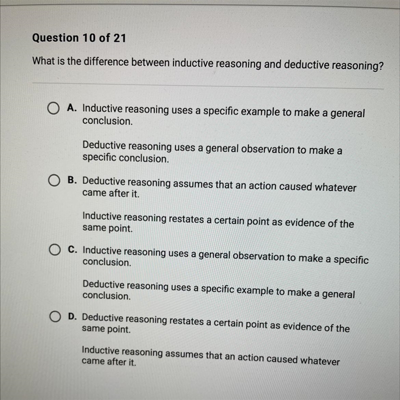 What is the difference between inductive reasoning and deductive reasoning?-example-1