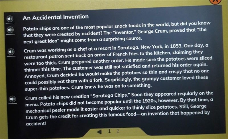 What is the central idea of this passage? A. Potato chips did not become popular until-example-1