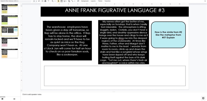 Anne Frank Figurative language-example-1