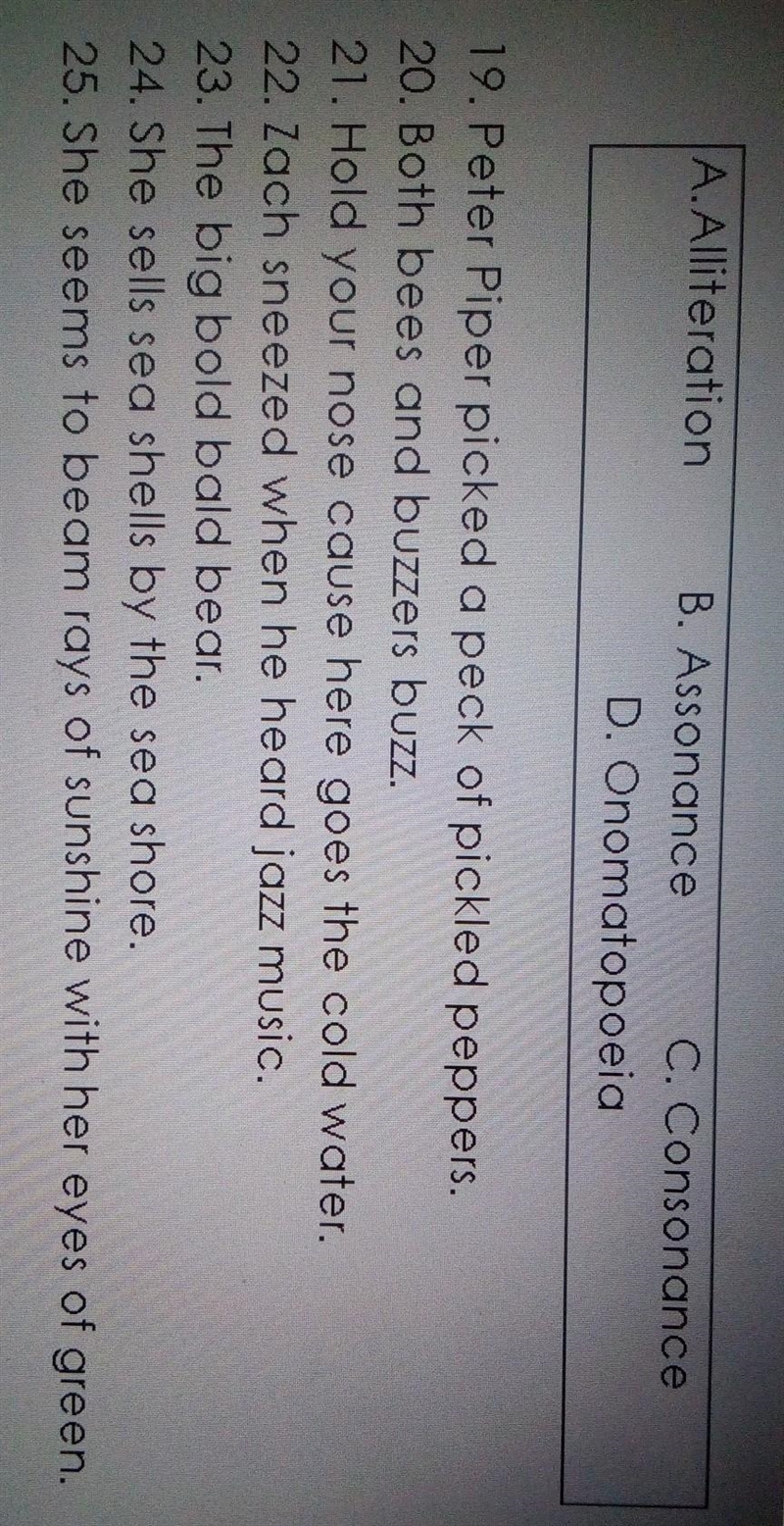 Please can someone help my assignment in English. just identify what type of sound-example-1