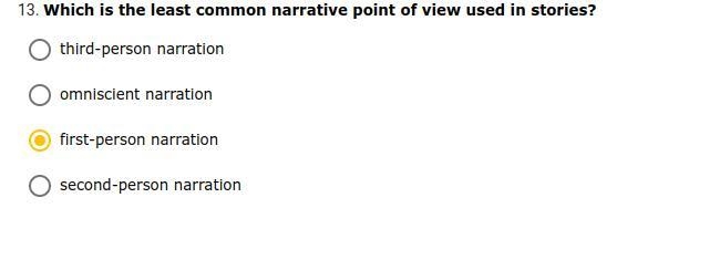 Which is the least common narrative point of view used in stories?-example-1