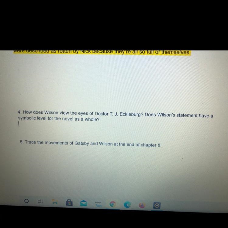 I need help on number 4 The Great Gatsby-example-1