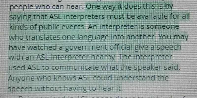 Select the highlighted sentence that states a rule of the Americans with Disabilities-example-1