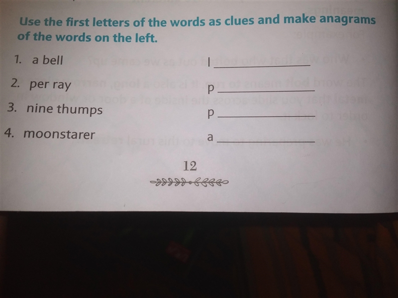 Use the first letter of the word as clues and make anagrams of the word on the left-example-1