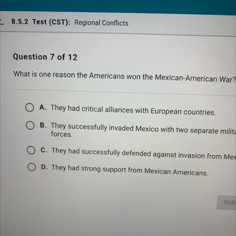 What is one reason the Americans won the Mexican-American War?-example-1