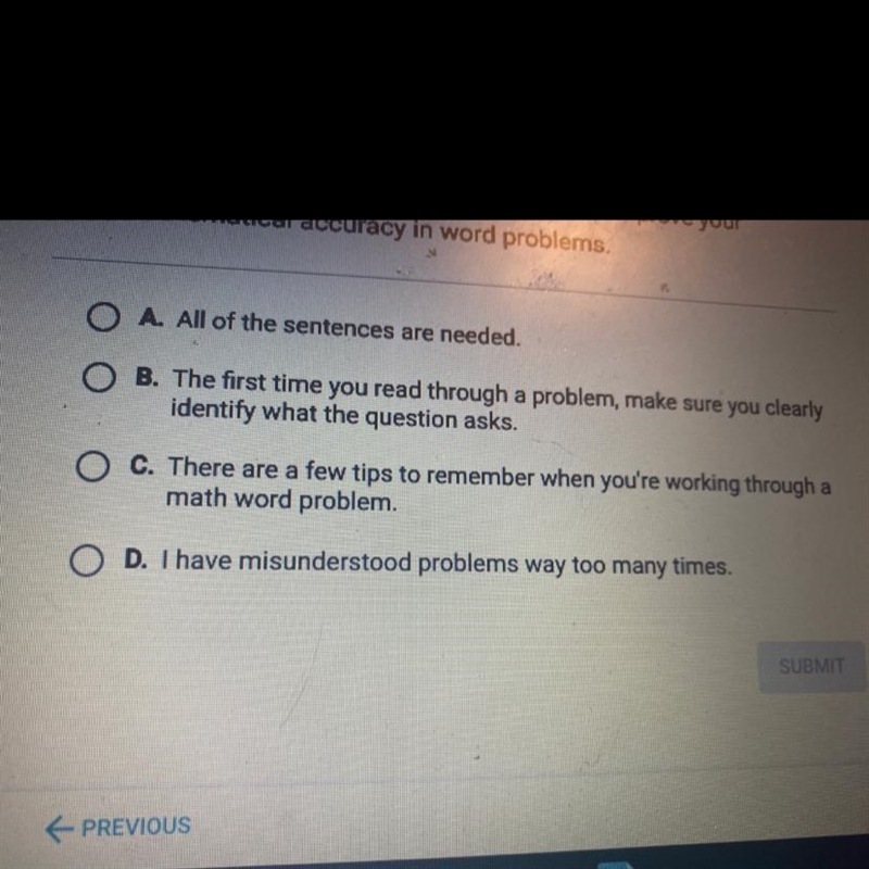 Which of the following sentences does not belong in this process paragraph? There-example-1