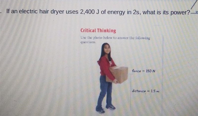 PLEASE HELP ITS DUE TODAYY ITS SCIENCE If an electric hair dryer uses 2,400 J of energy-example-1