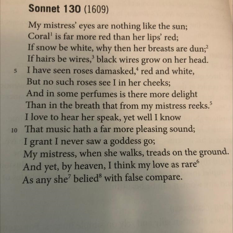 Outline two features of a Shakespearean sonnet that you can identify-example-1